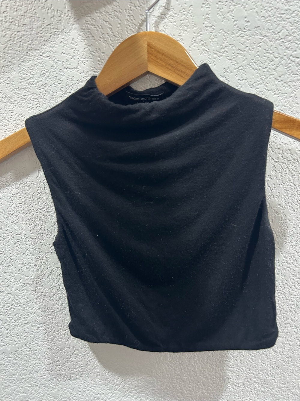 naked wardrobe Black Mock Neck Crop Top